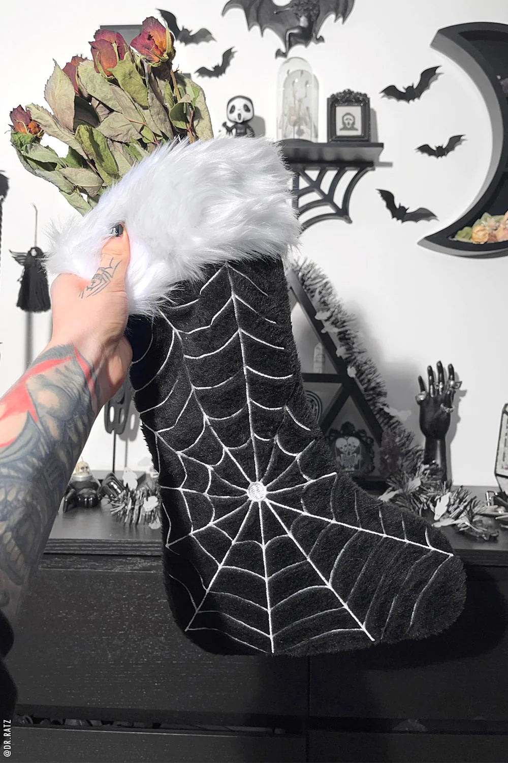 Black Widow Spiderweb Xmas Stocking