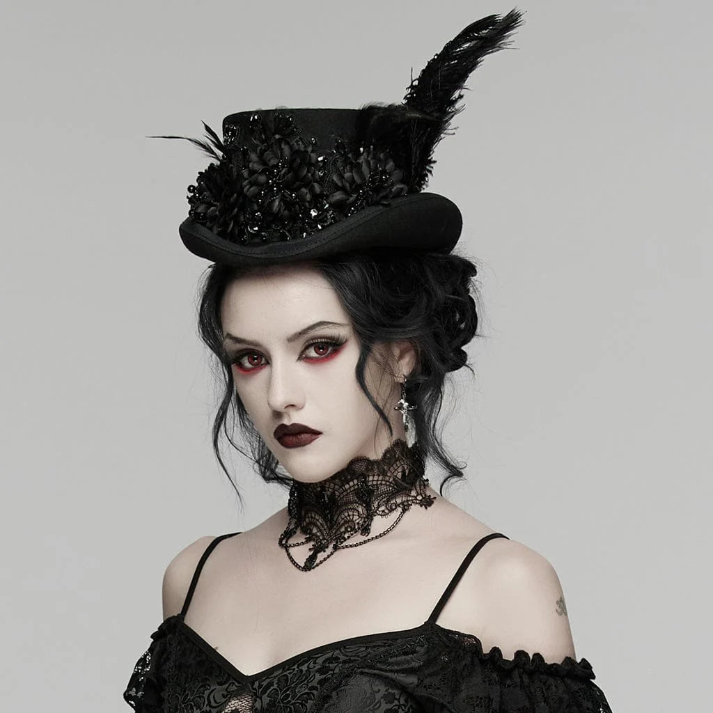 Floral Feather Formal Hat