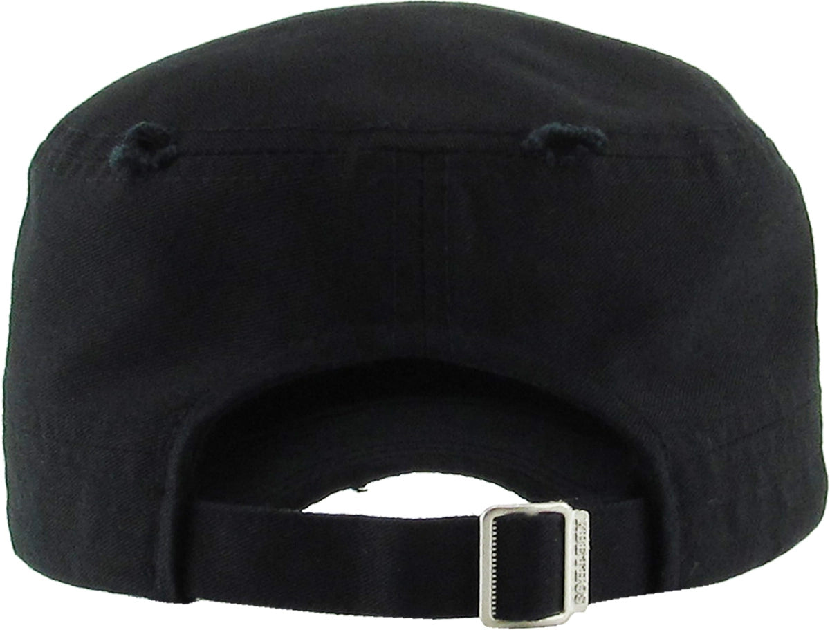 Distressed Army Cap - Black (Adjustable)