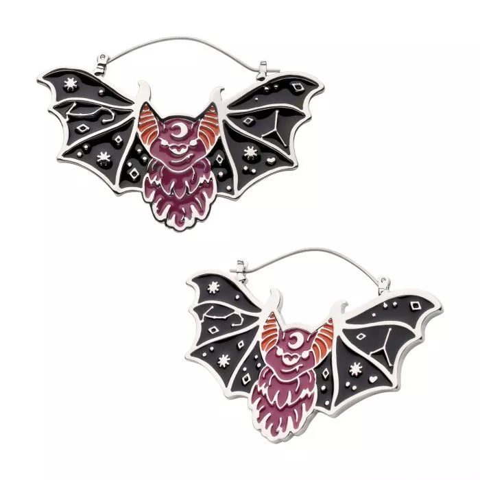 Enamel Bat Plug Hoops