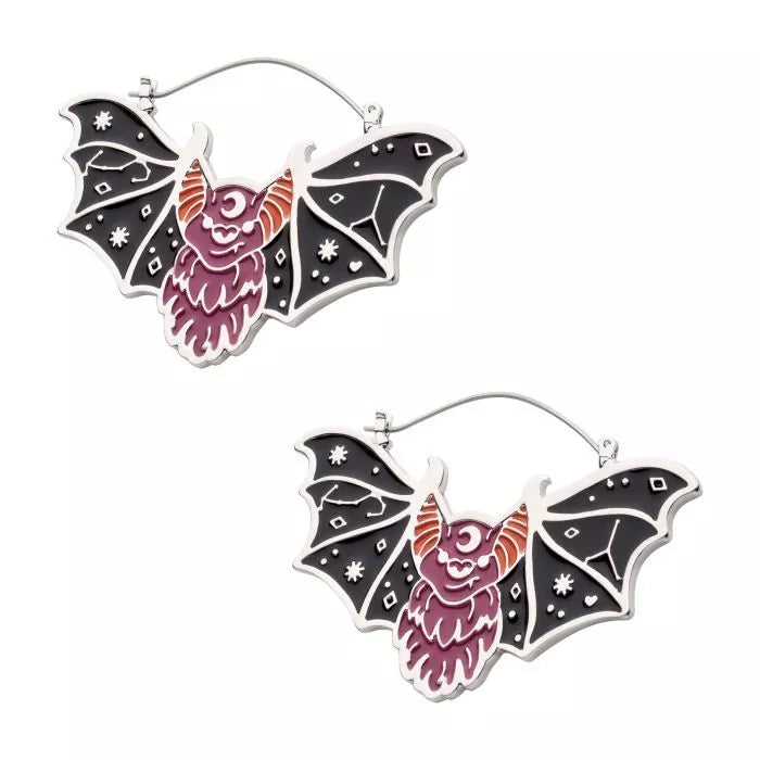 Enamel Bat Plug Hoops