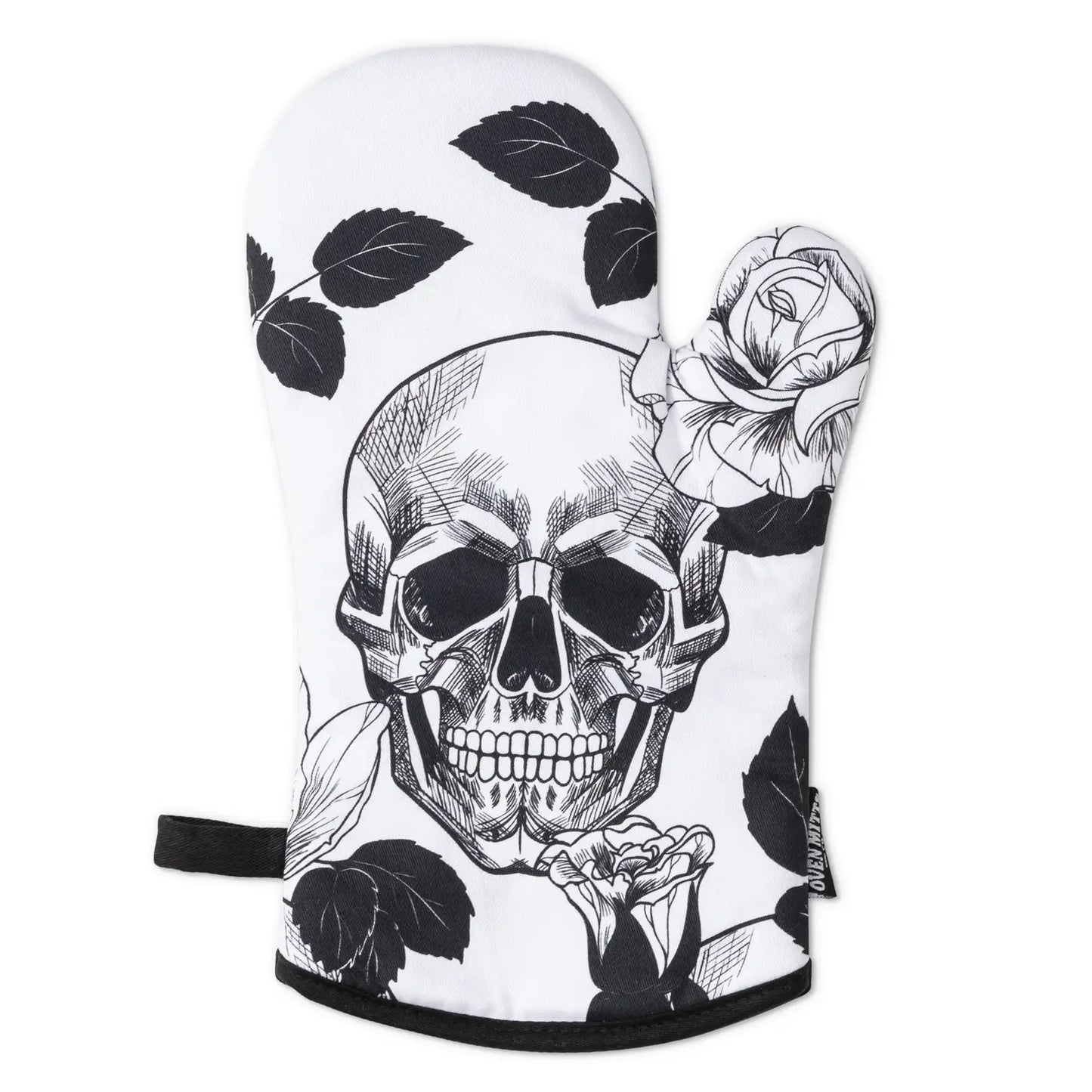 Gothic Skull Oven Mitts and Potholder Set