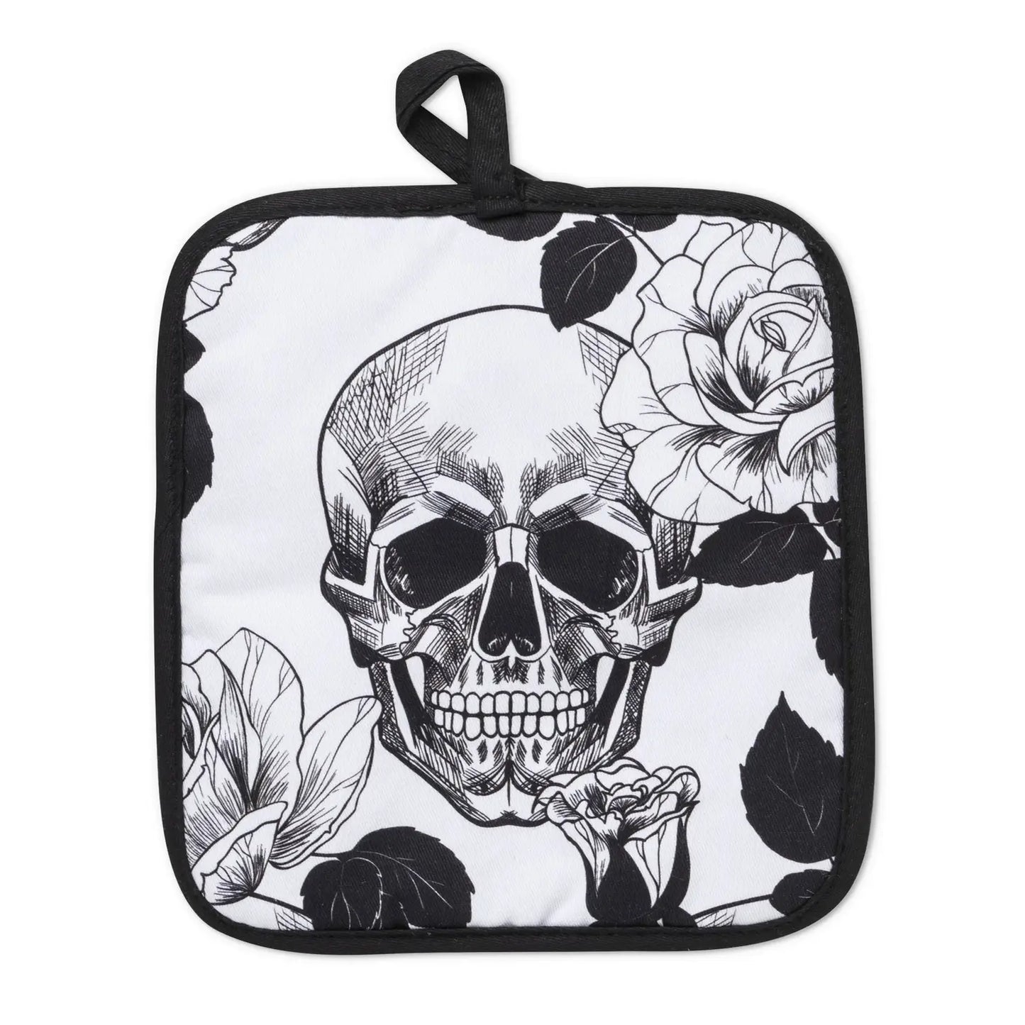 Gothic Skull Oven Mitts and Potholder Set