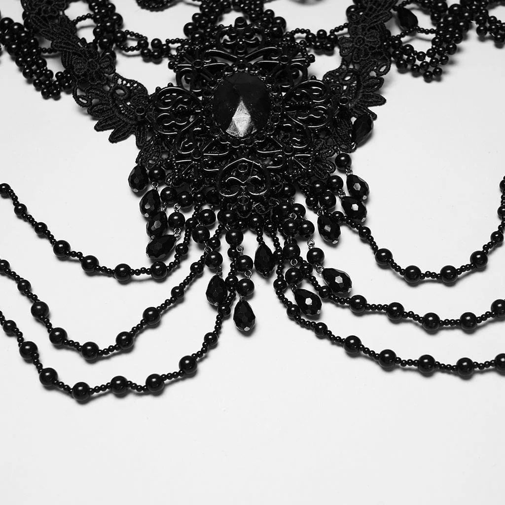 Black Lace Beaded Shoulder Harness