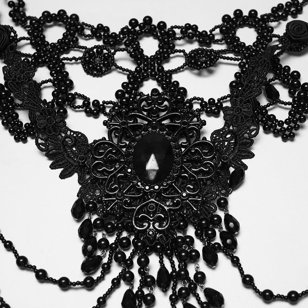 Black Lace Beaded Shoulder Harness