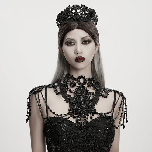 Black Lace Beaded Shoulder Harness