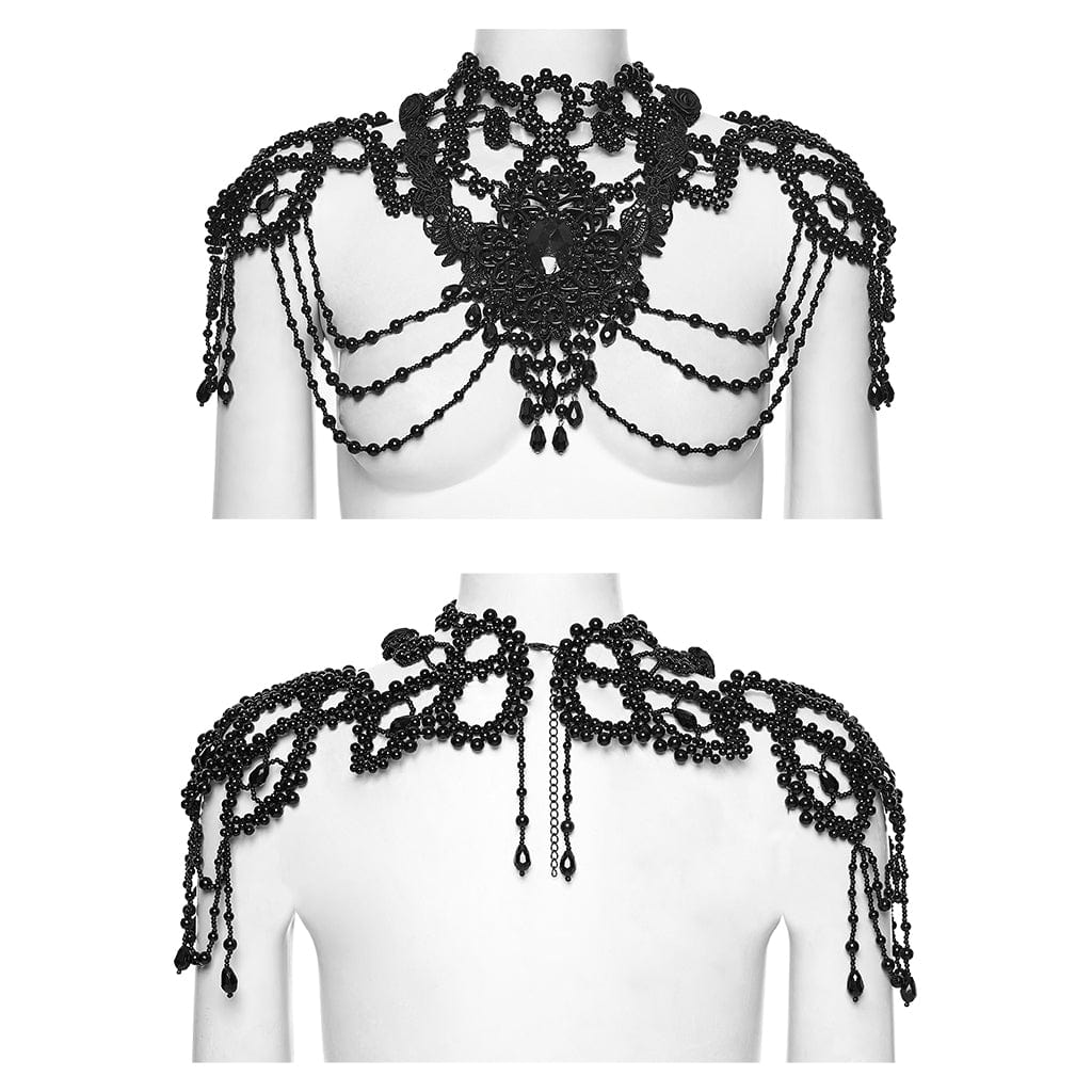 Black Lace Beaded Shoulder Harness