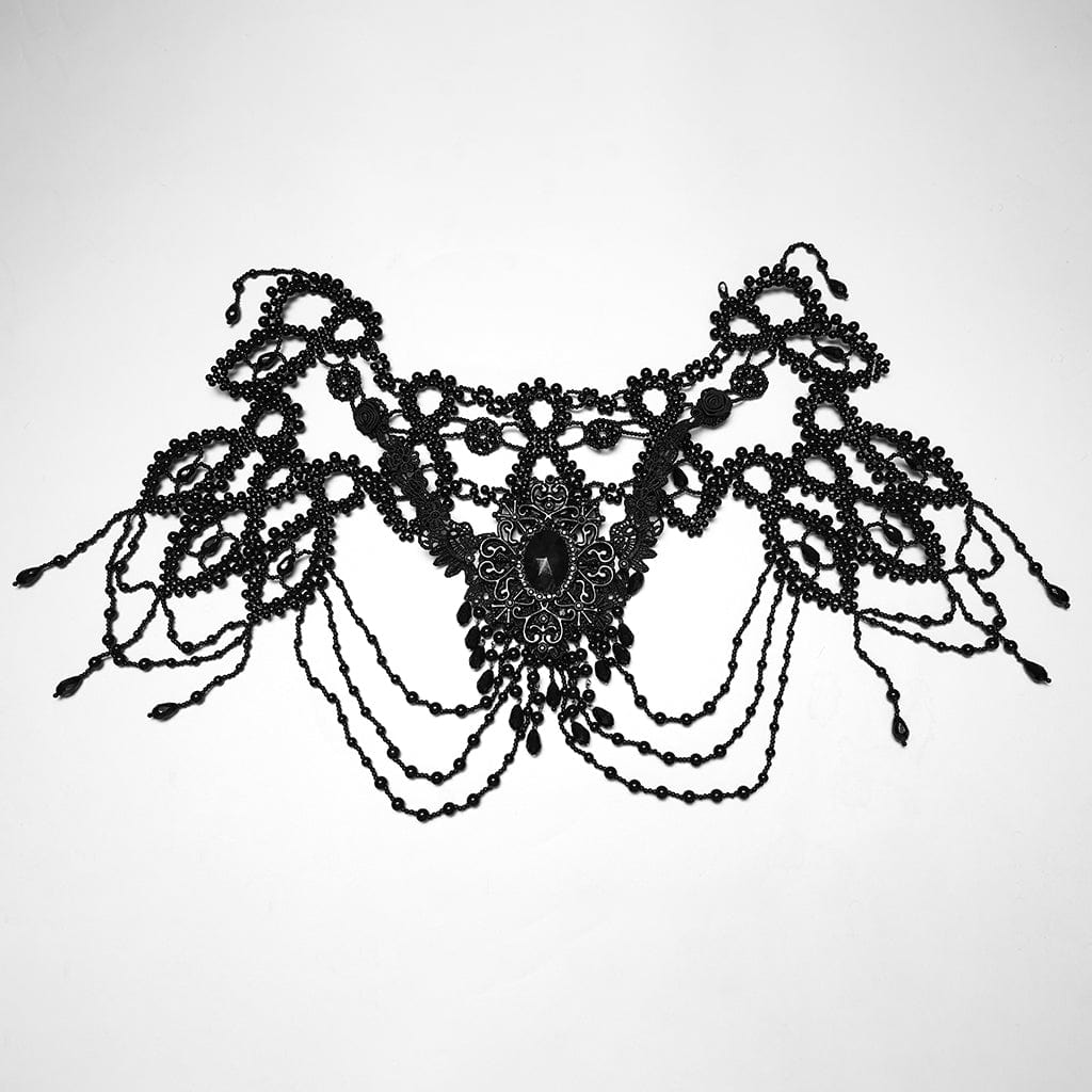 Black Lace Beaded Shoulder Harness