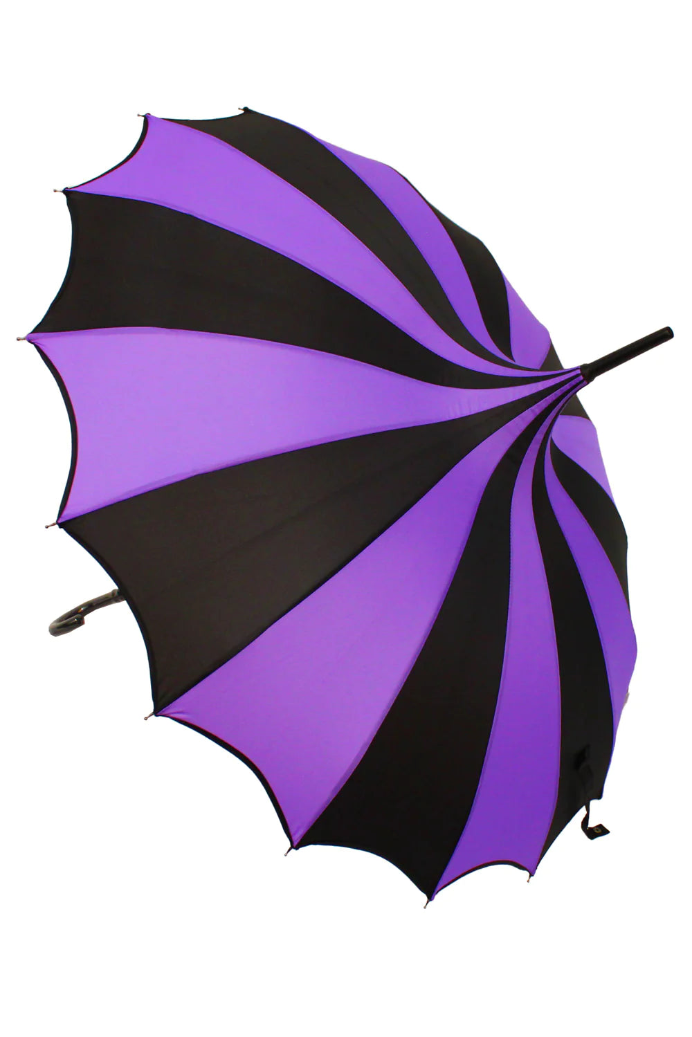 Batwing Pagoda Umbrella - Black/Purple Striped