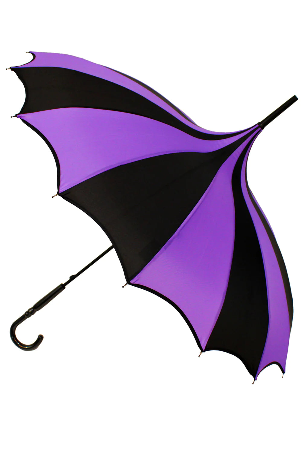 Batwing Pagoda Umbrella - Black/Purple Striped