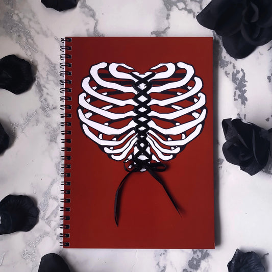 Ribcage Heart Ribbon-Laced A5 Wirebound Notebook