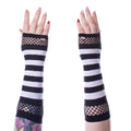 Striped Mesh Armwarmers - Black/White