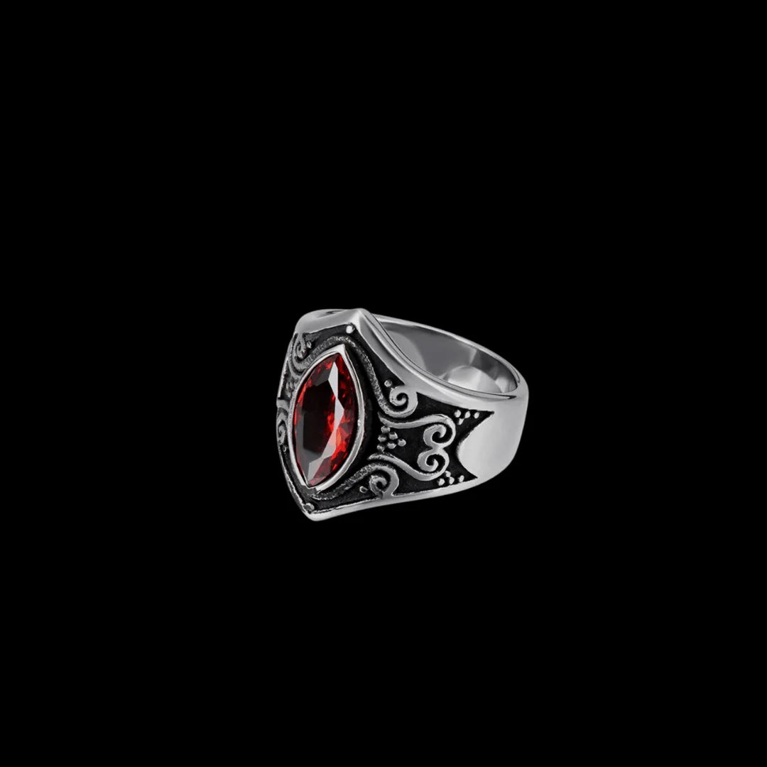 Vintage Vampire Gothic Style Stainless Steel Ring - Red