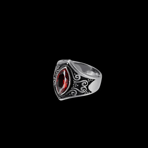 Vintage Vampire Gothic Style Stainless Steel Ring - Red