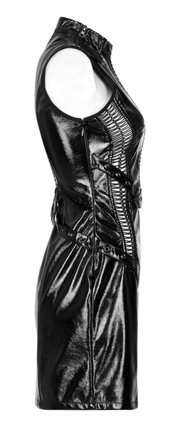 Patent Leather Hollowed Out Dress