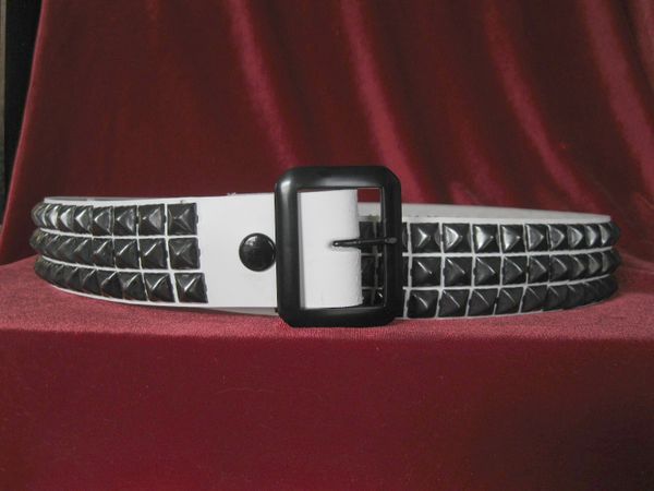 Leather Three Row Pyramid Belt