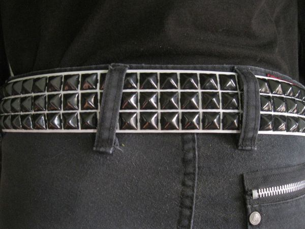 Leather Three Row Pyramid Belt