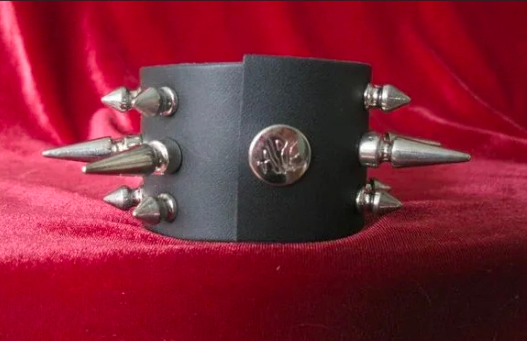 3 Row Spiked Wristband with Long and Short Spikes