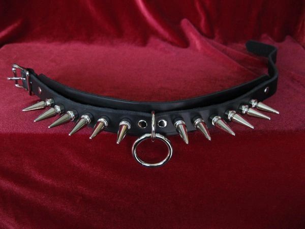 Spiked O Ring Choker / Leather Neck Collar for Men and Women / 