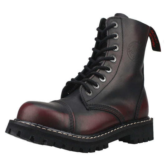 8-Hole - Burgundy Rub-Off Leather Boots