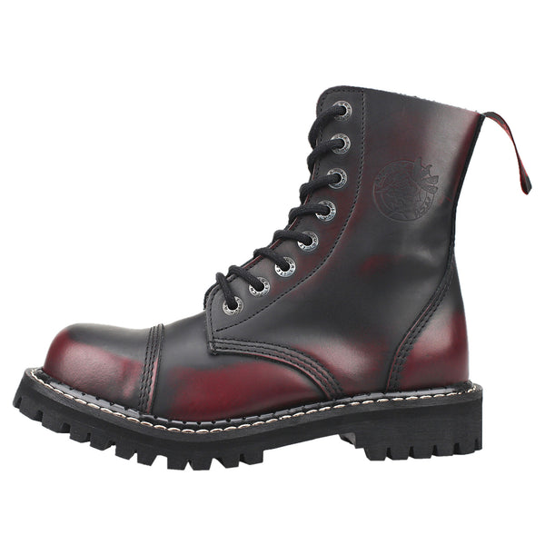 8-Hole - Burgundy Rub-Off Leather Boots