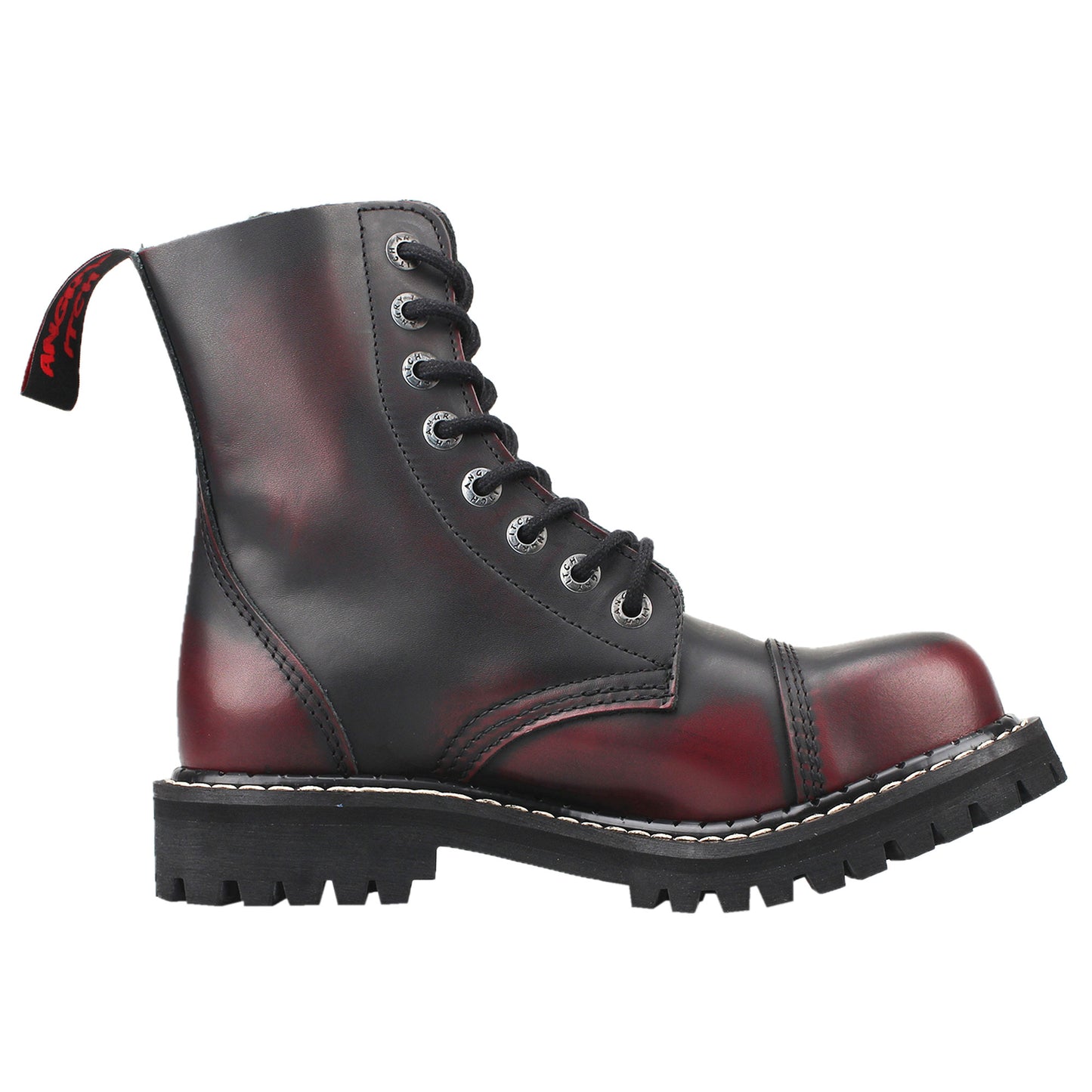 8-Hole - Burgundy Rub-Off Leather Boots