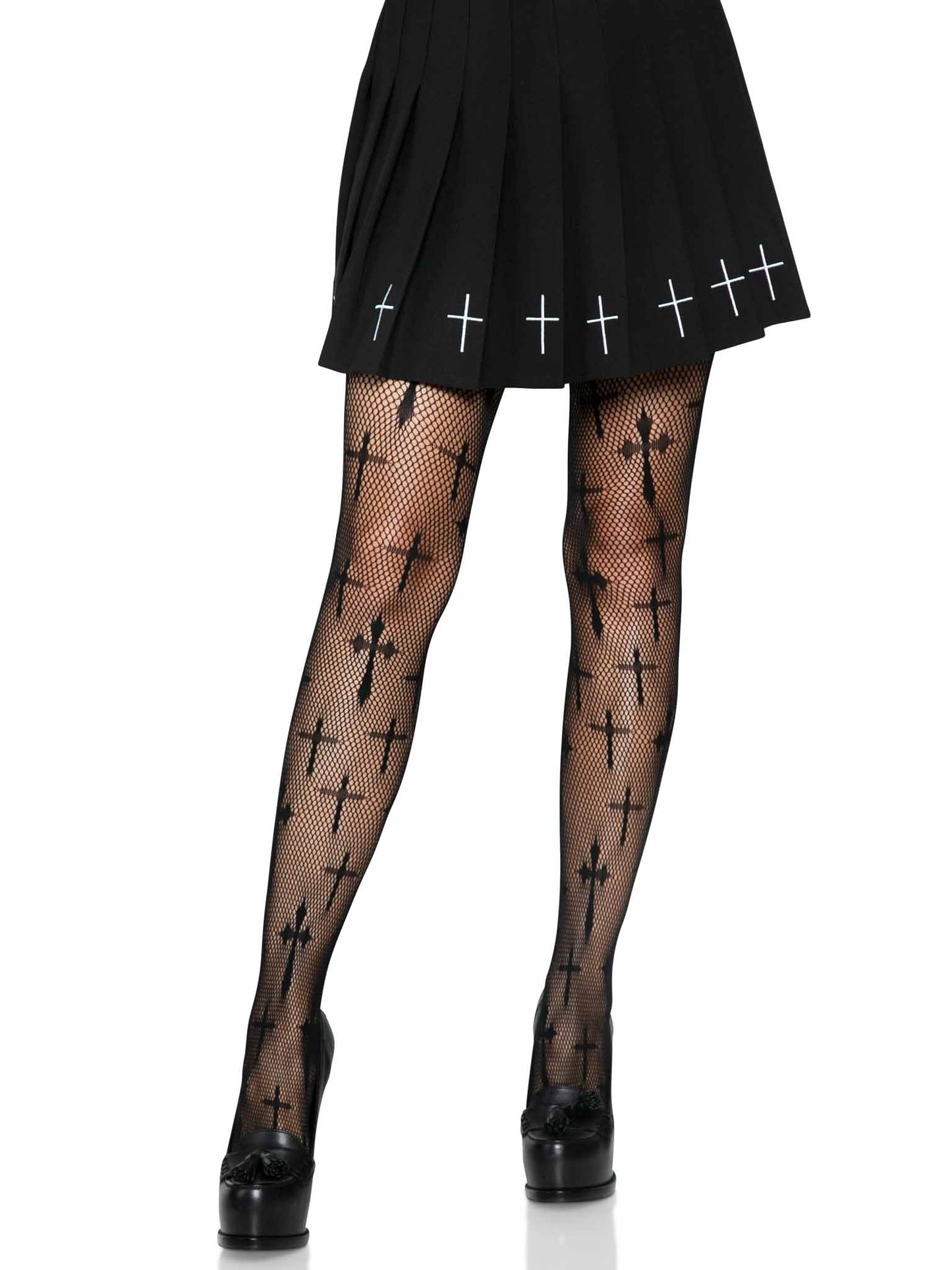 Worship Me Cross Net Tights