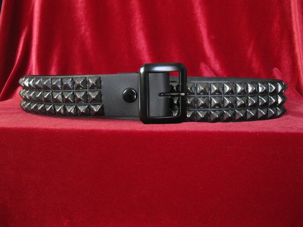 Zac's Alter Ego Two Row Pyramid Studded Red Leather Belt at