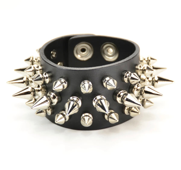 Spiked Bracelet with 3 rows of short & long spikes