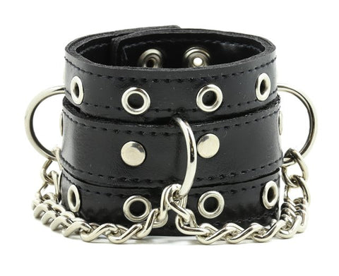 Leather Bracelet with D-ring and Chain