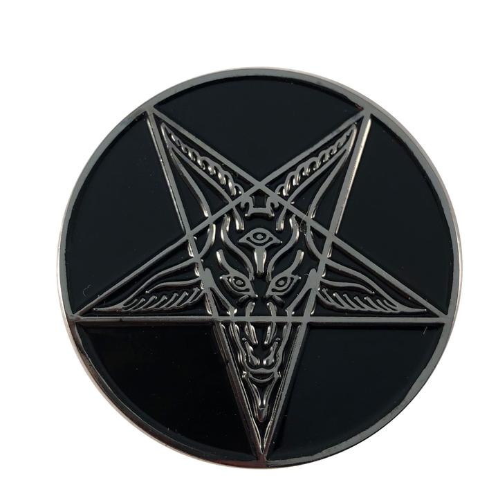 Black Goathead Baphomet Enamel Pin