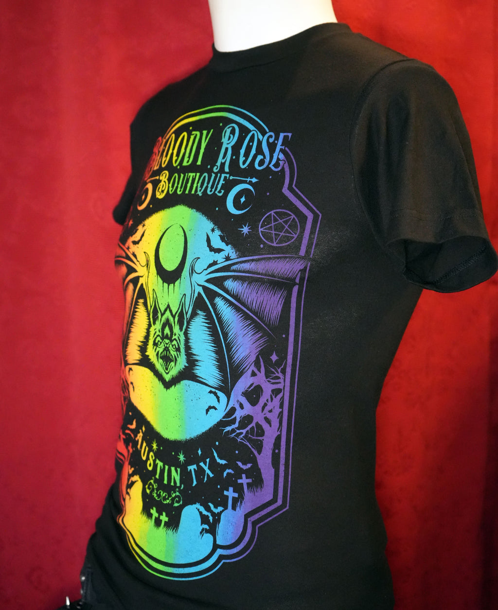 Bloody Rose Rainbow Pride Bat - Unisex T-Shirt