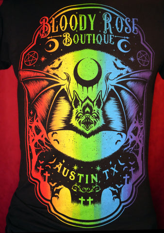 Bloody Rose Rainbow Pride Bat - Unisex T-Shirt