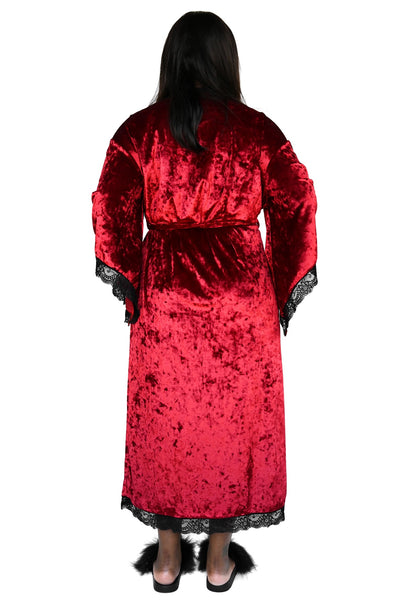Bathory Dressing Robe - Crimson Red Crushed Velvet (Limited Edition)