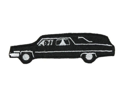 Black Funeral Hearse Car Iron On Embroidered Patch