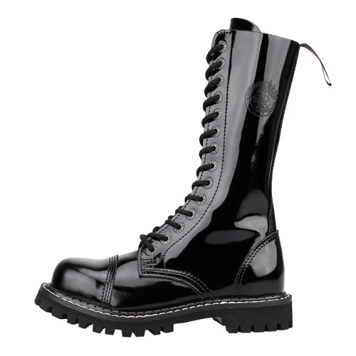 14-Hole - Black Patent Leather Boots