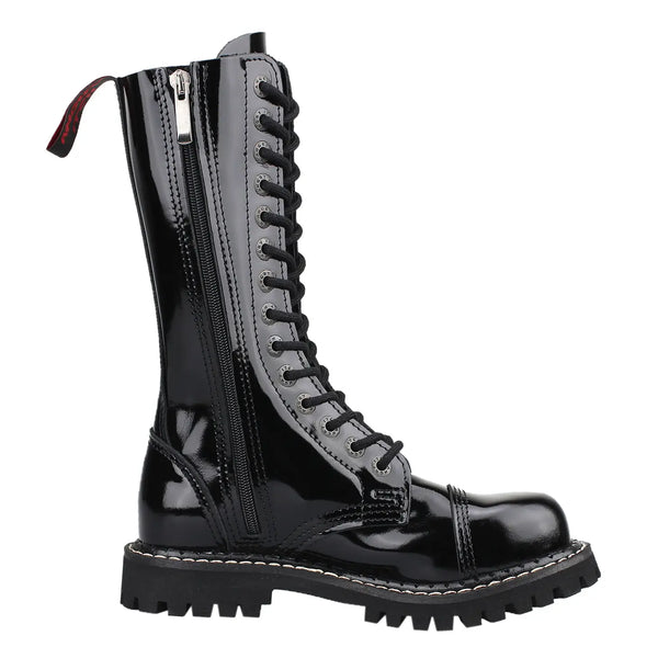 14-Hole - Black Patent Leather Boots
