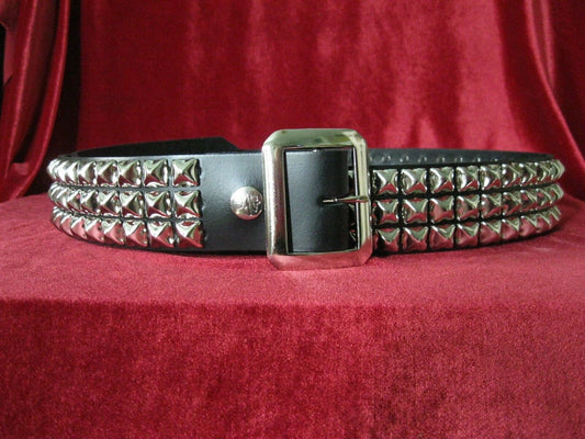 Leather Three Row Pyramid Belt