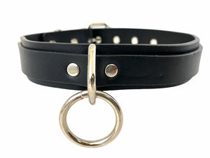 Black Vegan Leather Choker with Loop and Ring