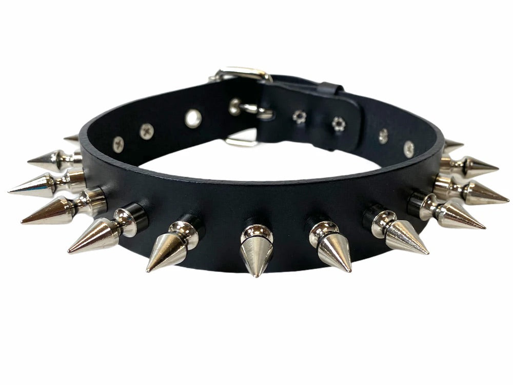 Vegan Leather Choker with 1" Spikes