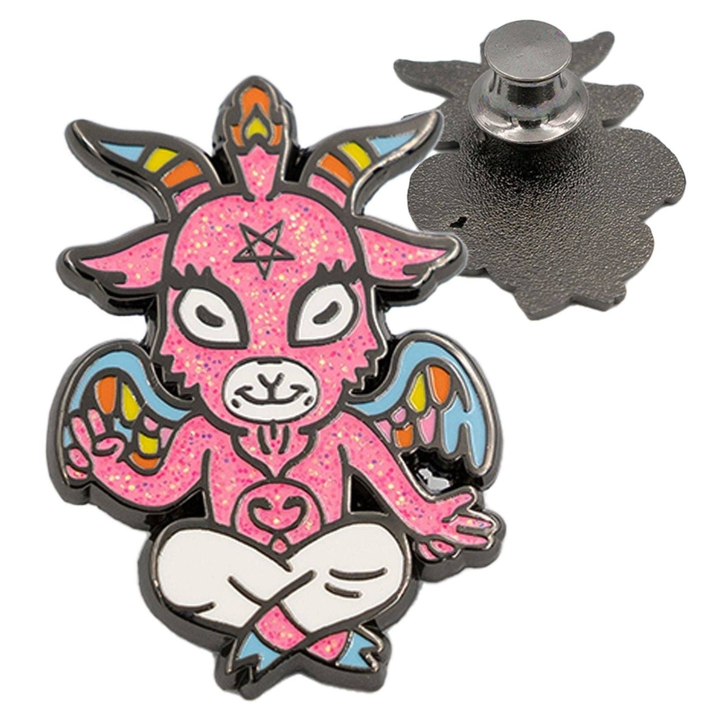 Cute Baphomet Goat Hard Enamel Pin with Glitter