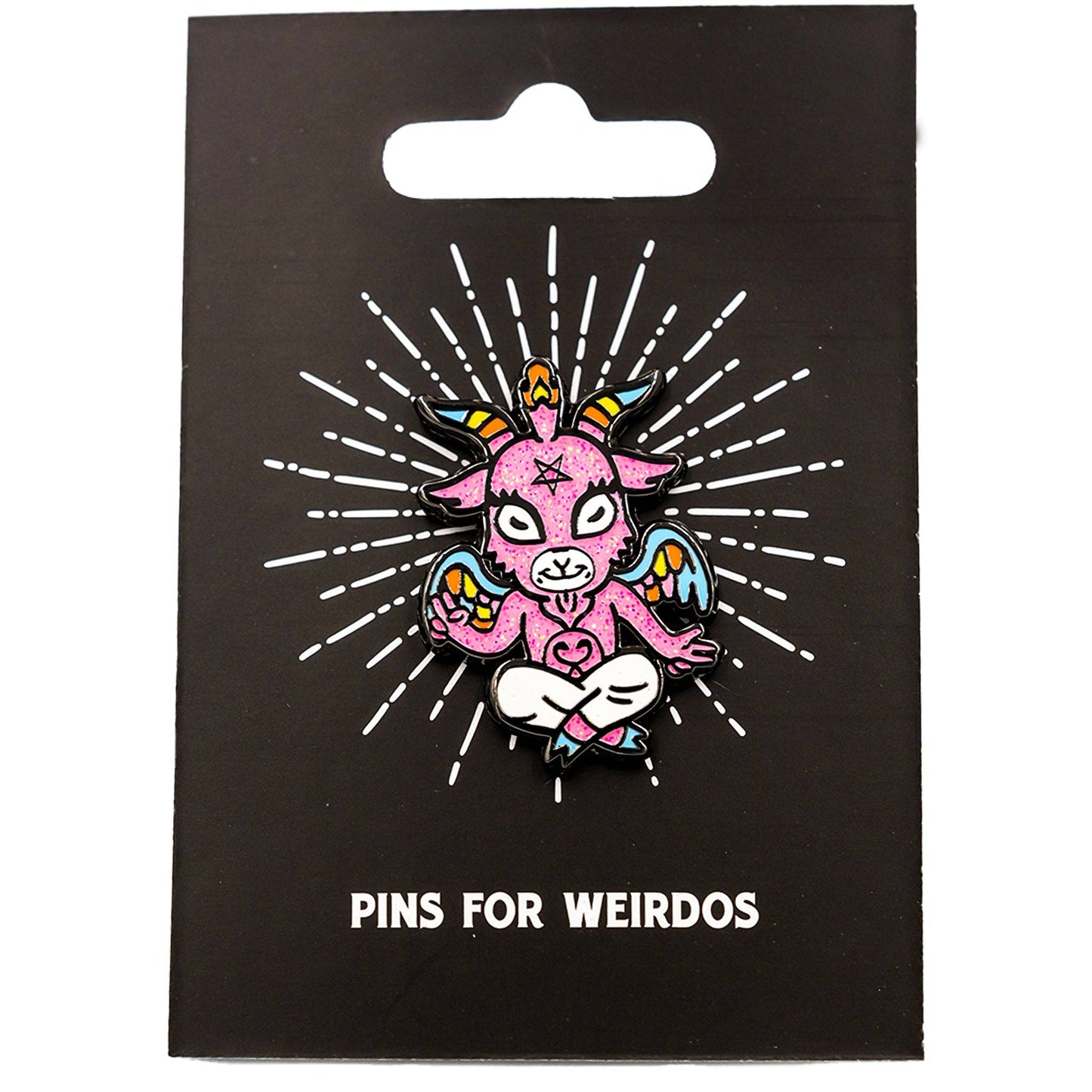 Cute Baphomet Goat Hard Enamel Pin with Glitter