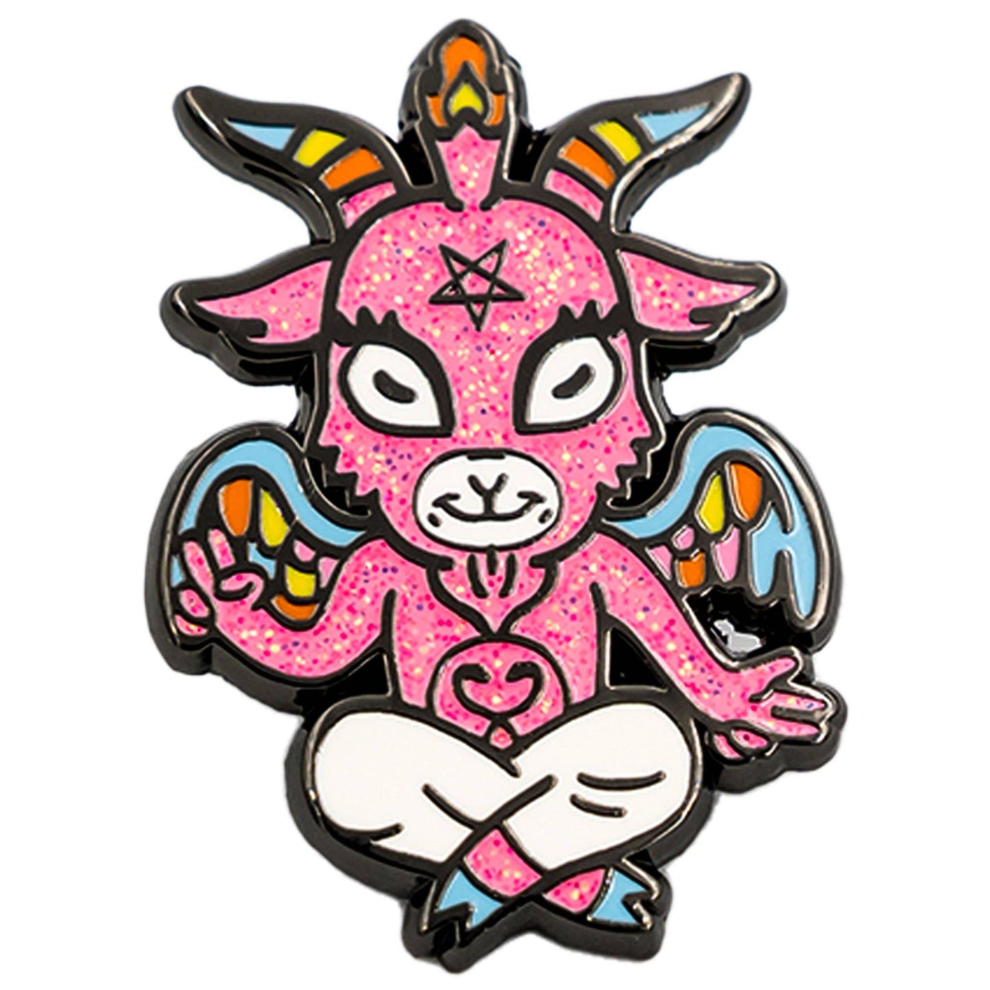 Cute Baphomet Goat Hard Enamel Pin with Glitter