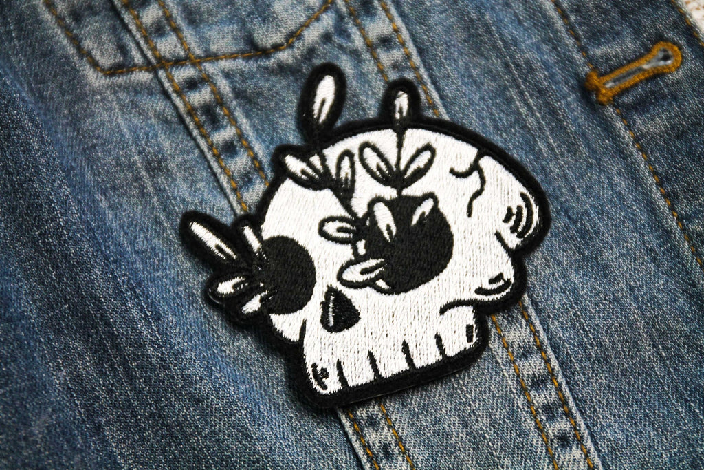 Death Garden Skull Embroidered Iron On Patch