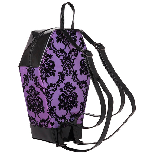 Damask Coffin Backpack in Purple