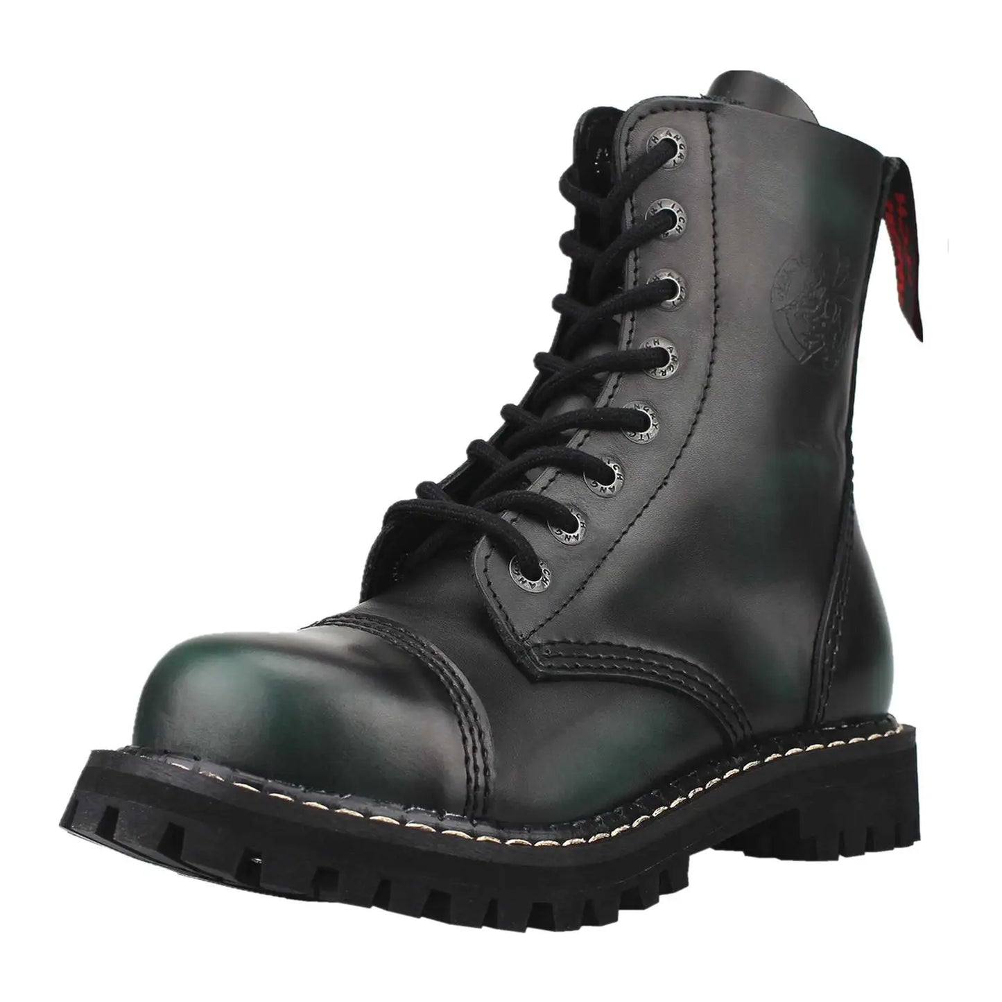 8-Hole - Dark Green Rub-Off Leather Boots