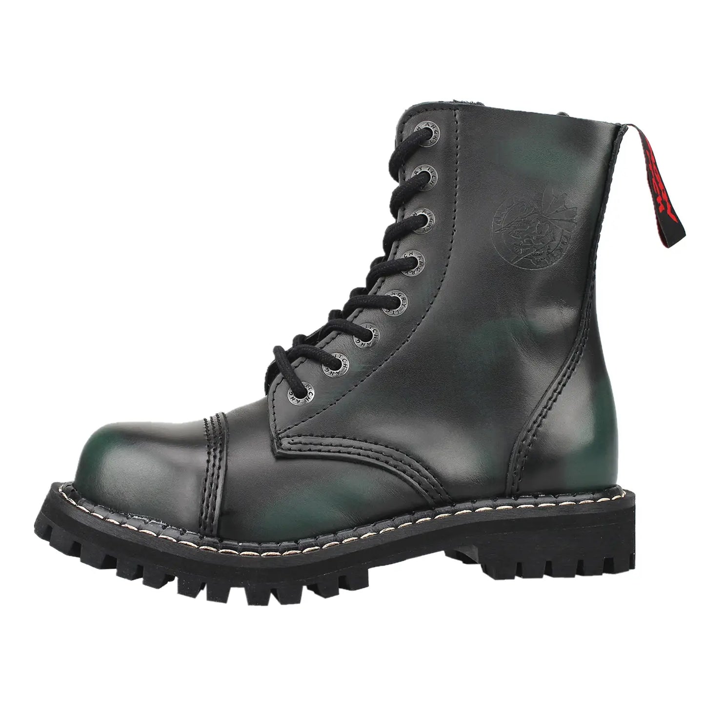 8-Hole - Dark Green Rub-Off Leather Boots