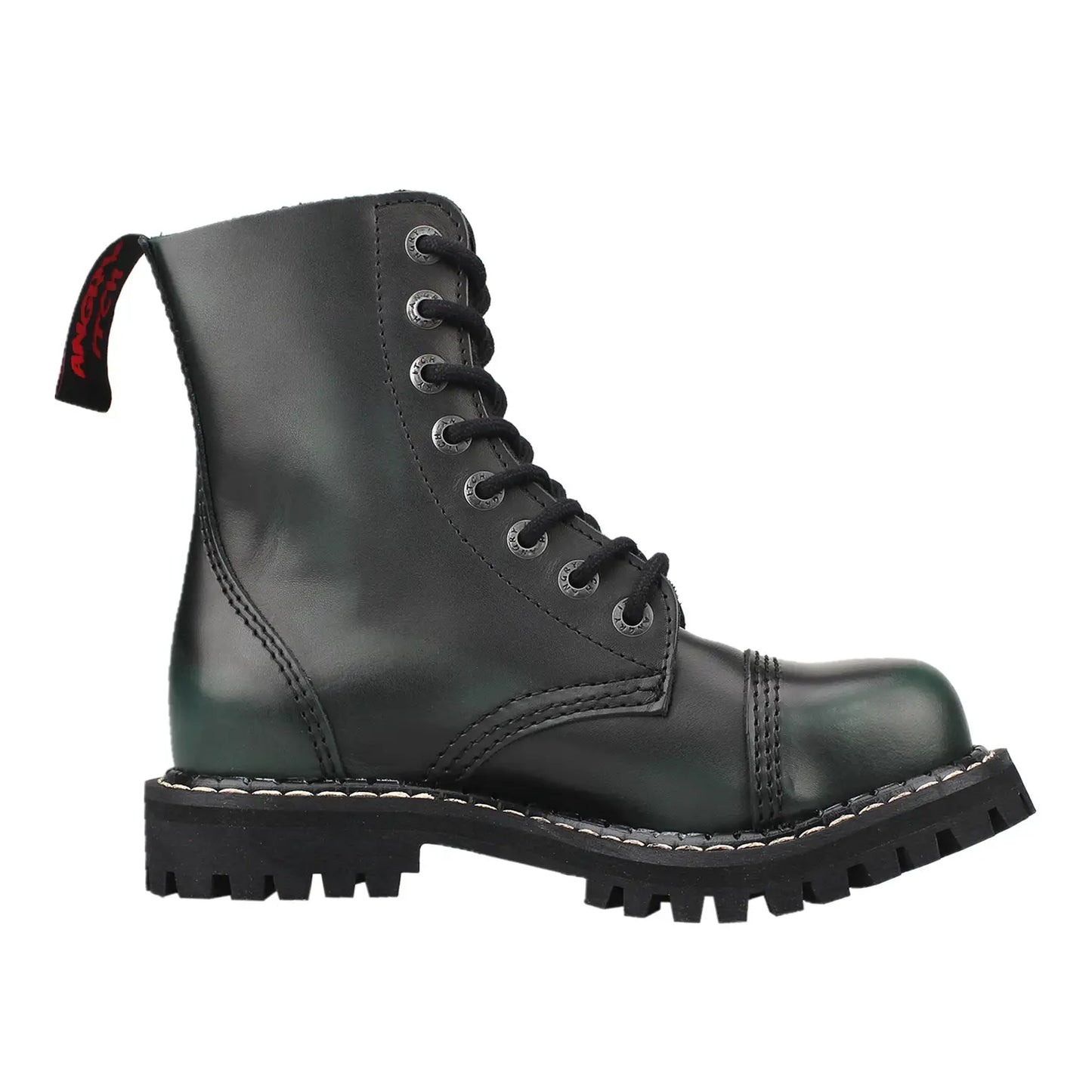 8-Hole - Dark Green Rub-Off Leather Boots