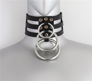 Triple Silver Ring Choker - Silver Rings