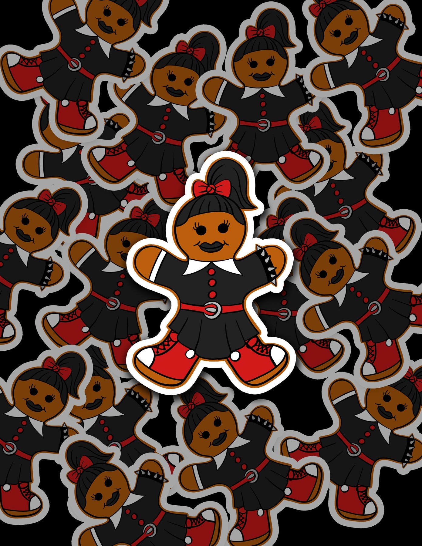 Goth Gingerbread Girl Vinyl Sticker